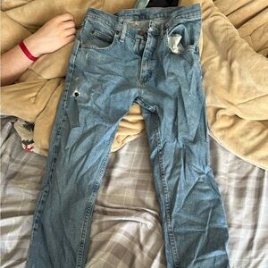 Wrangler Slim Fit Distressed Blue Jeans